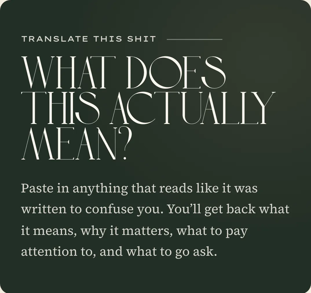 Translate This Shit: paste in a confusing document and get it back in plain English